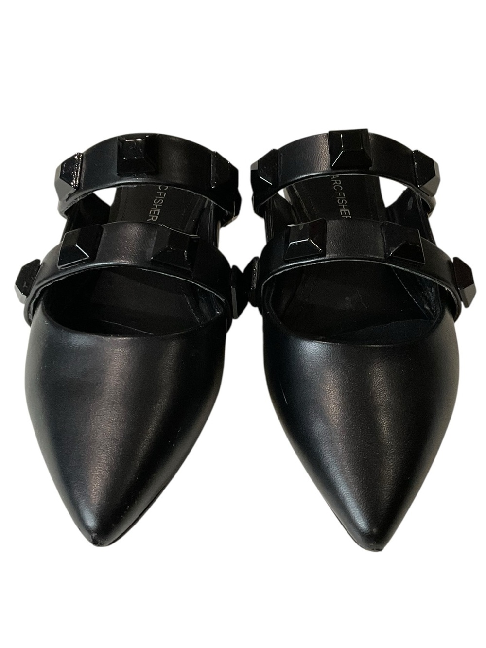 Marc Fisher Searli Black Pointed-Toe Studded Flat Slip-On Mules 6.5 - Picture 4 of 12